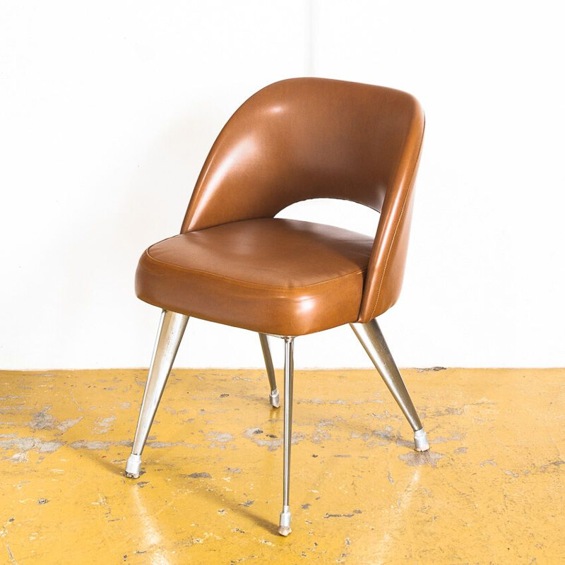 Vintage desk chair in leatherette and aluminium, Spain 1970