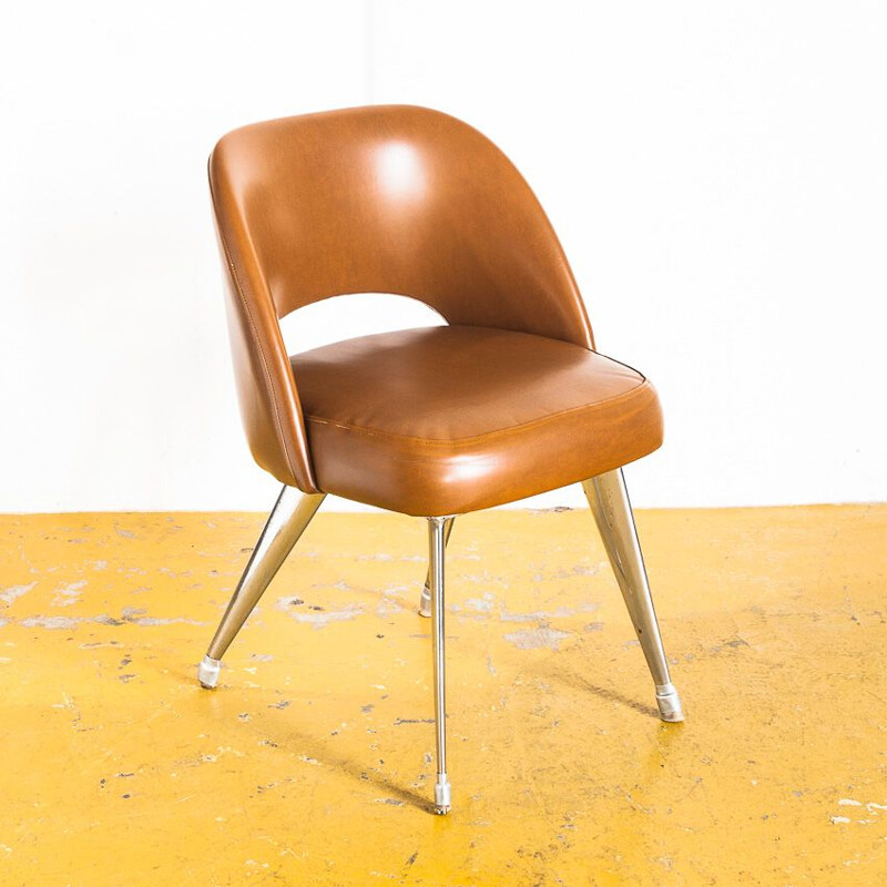 Vintage desk chair in leatherette and aluminium, Spain 1970