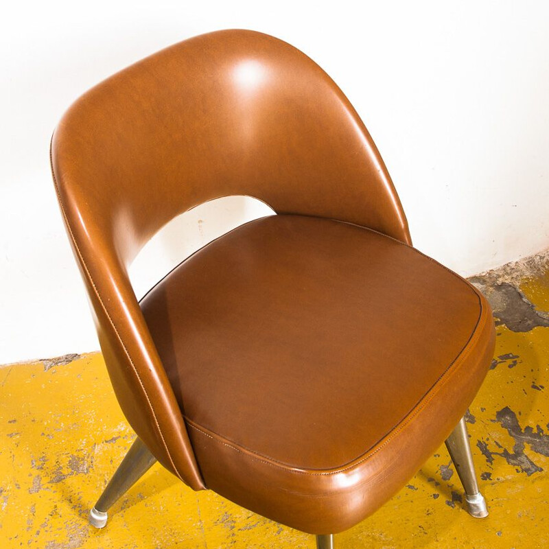 Vintage desk chair in leatherette and aluminium, Spain 1970