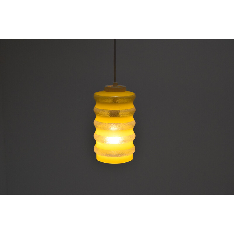 Vintage glass pendant lamp, Czechoslovakia 1960