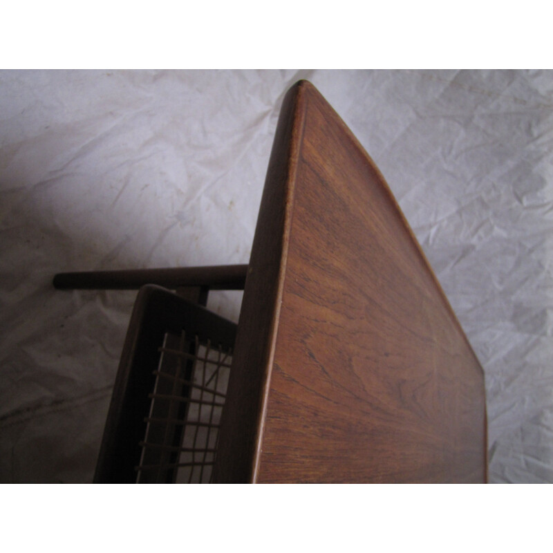 Vintage danish coffee table from Arne Hovmand Olsen in teak with cane-shelf