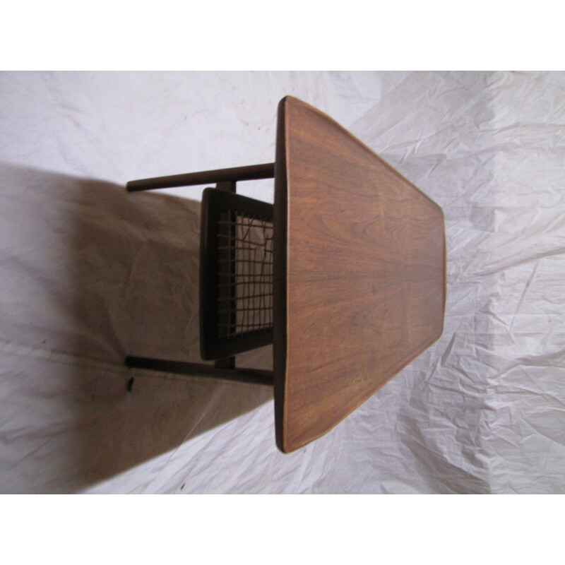 Vintage danish coffee table from Arne Hovmand Olsen in teak with cane-shelf