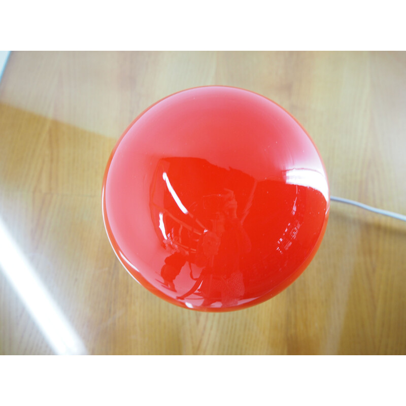 Midcentury Red All Glass Table Lamp EGG by Stefan Tabery for OPP Jihlava, 1970s