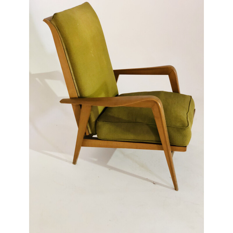 Vintage Etienne Henry Martin armchair fabric and wood