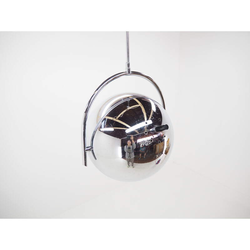 Midcentury Chrome Pendant  Chandelier in style of Harvey Guzzini, 1970s