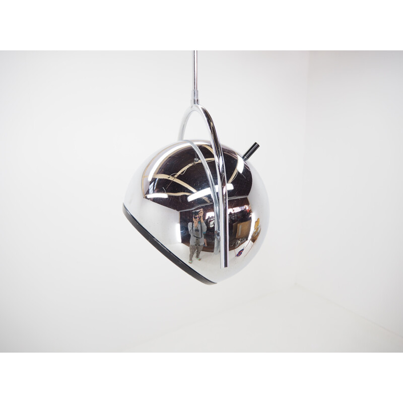 Midcentury Chrome Pendant  Chandelier in style of Harvey Guzzini, 1970s