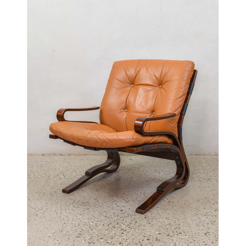 Vintage Cognac Armchair by Ingmar Relling for Westnofa