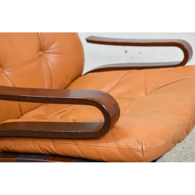 Vintage Cognac Armchair by Ingmar Relling for Westnofa