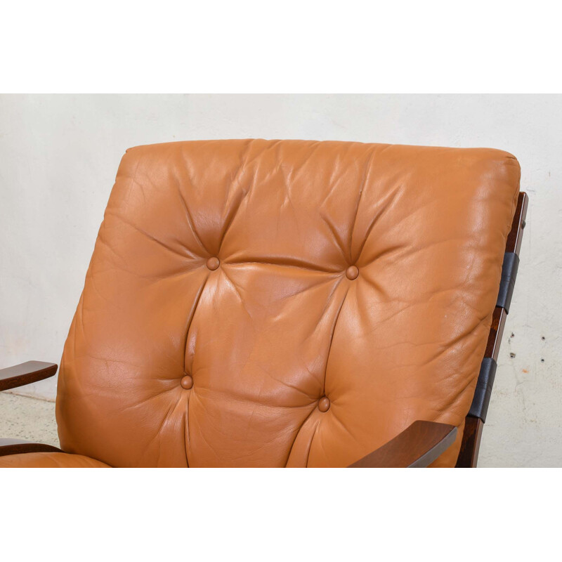 Vintage Cognac Armchair by Ingmar Relling for Westnofa