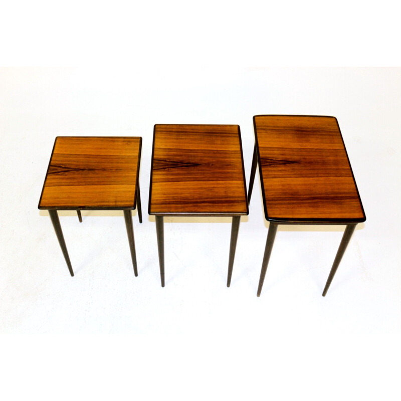 Vintage nesting tables in rosewood Sweden 1960