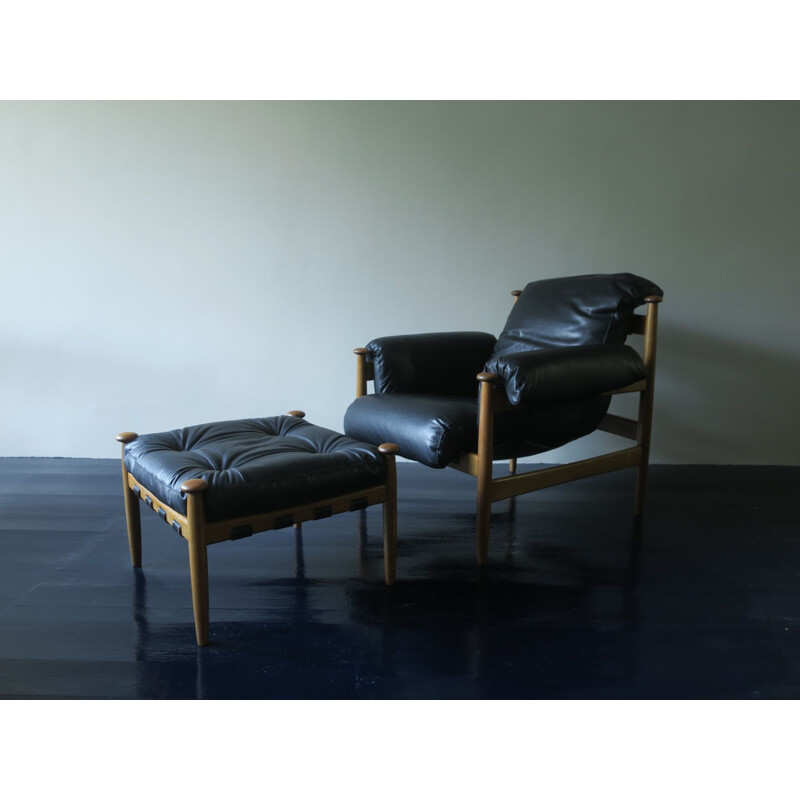 Vintage 'Amiral' lounge Chair and Ottoman Erik Merthen Ire Mobler, Sweden 1960s