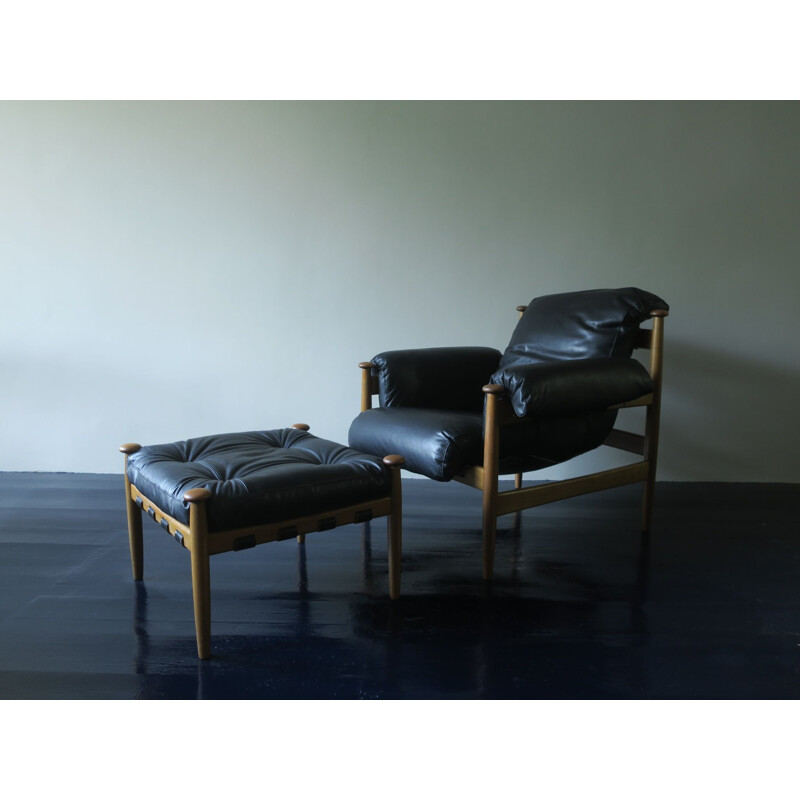 Vintage 'Amiral' lounge Chair and Ottoman Erik Merthen Ire Mobler, Sweden 1960s