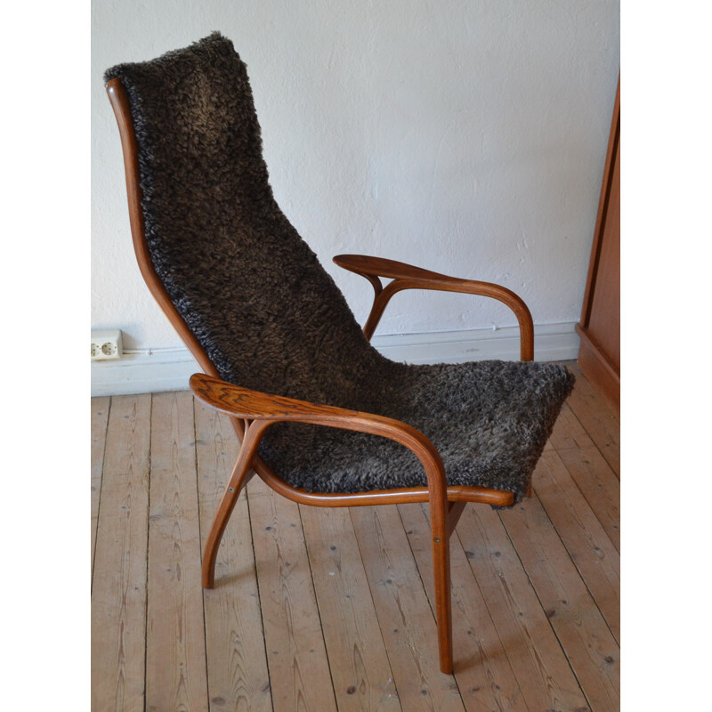 Fauteuil scandinave "Lamino" en chêne et peau de mouton, Yngve EKSTROM - 1960