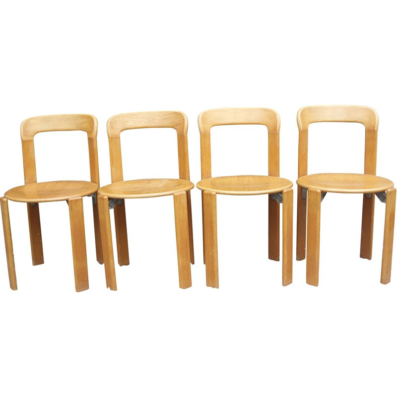 Set of 4 vintage chairs by Bruno Rey, 1971