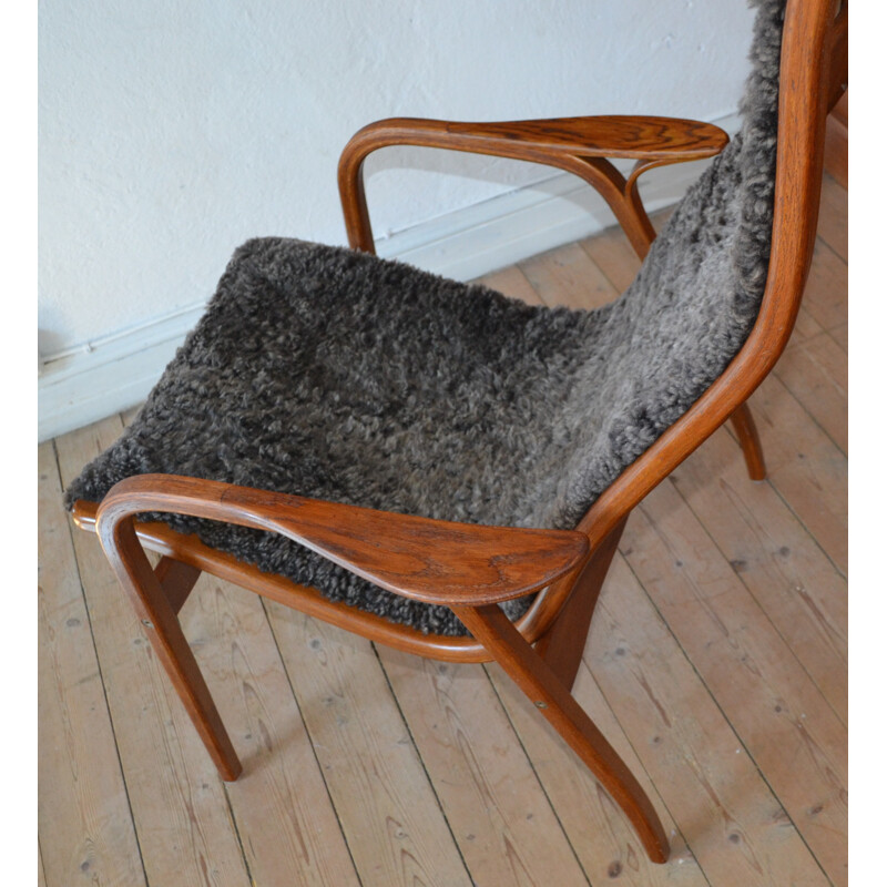 Fauteuil scandinave "Lamino" en chêne et peau de mouton, Yngve EKSTROM - 1960