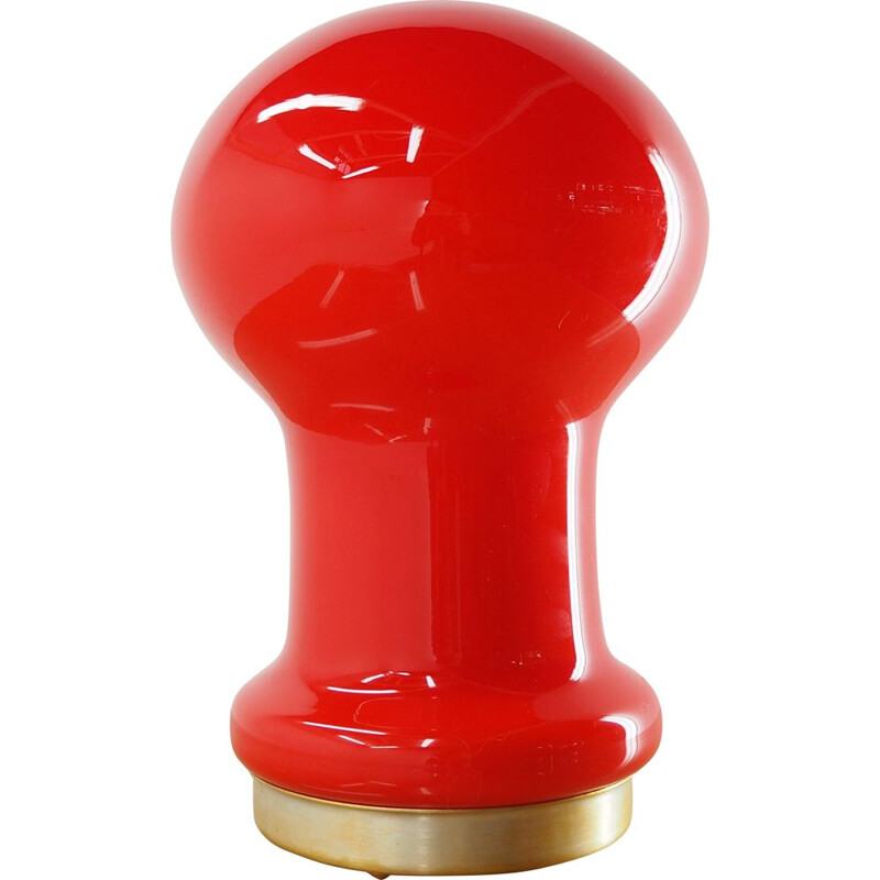 Midcentury Red All Glass Table Lamp EGG by Stefan Tabery for OPP Jihlava, 1970s