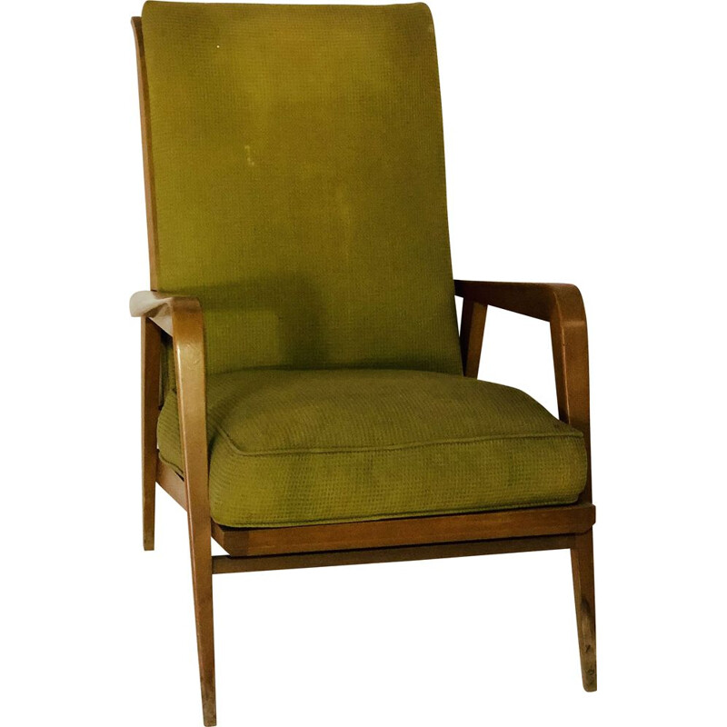 Vintage Etienne Henry Martin armchair fabric and wood