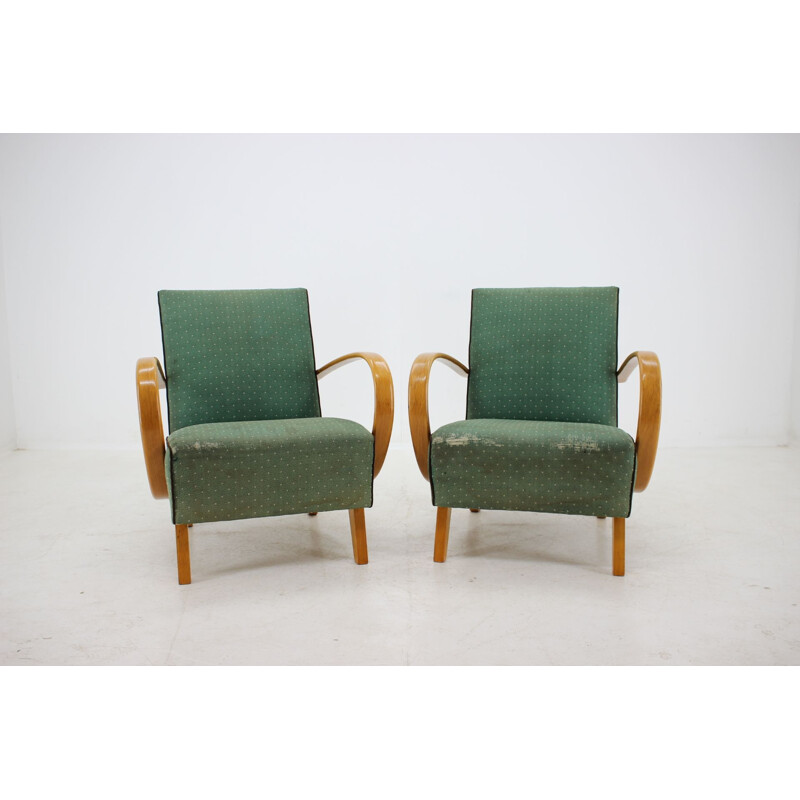 Paire de fauteuils vintage de Jindrich Halabala Tchécoslovaquie 1950