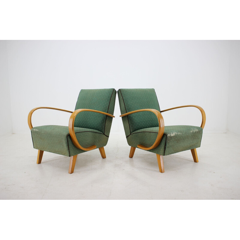 Paire de fauteuils vintage de Jindrich Halabala Tchécoslovaquie 1950