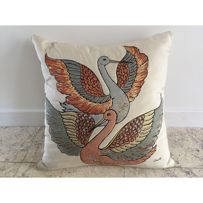 Pair of Vintage Pure Silk Cushions