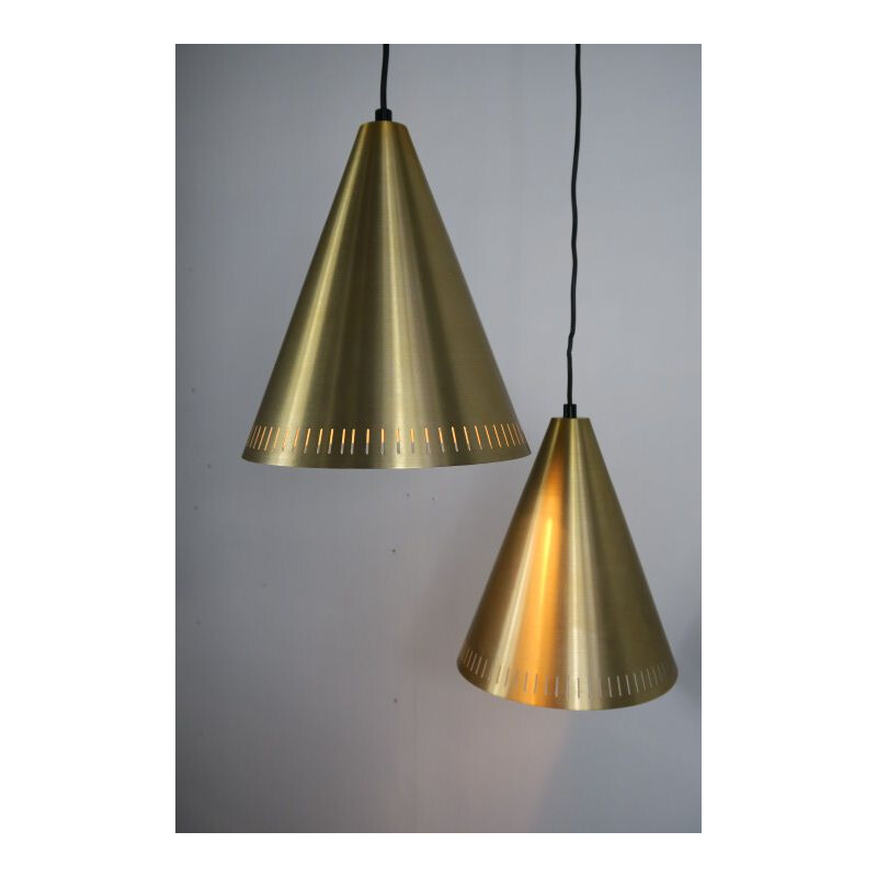 Pair of vintage brass pendant lamps by Svend Aage Holm Sorensen