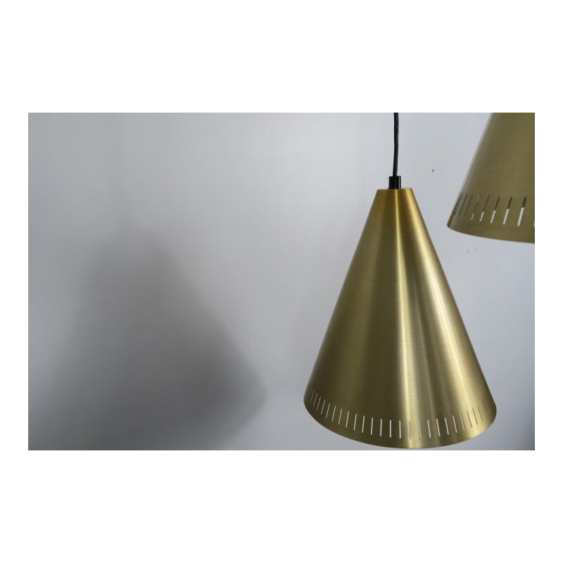 Pair of vintage brass pendant lamps by Svend Aage Holm Sorensen