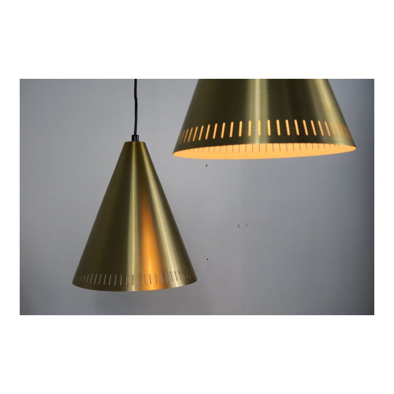 Pair of vintage brass pendant lamps by Svend Aage Holm Sorensen