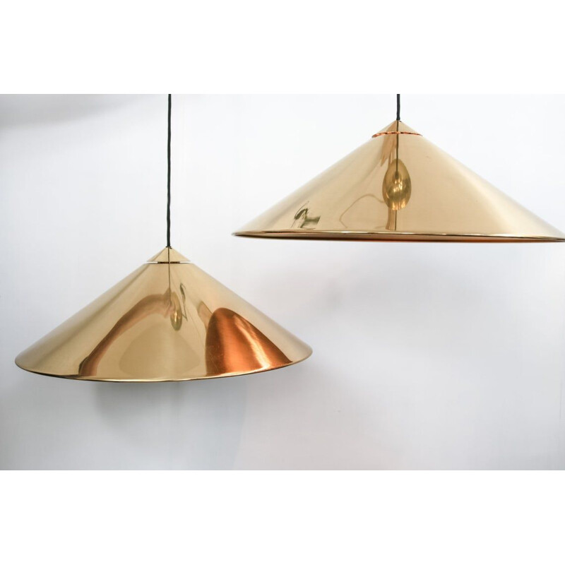 Pair of vintage brass pendant lamps by Florian Schultz