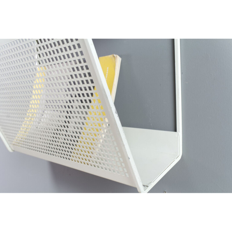 Vintage perforated magazine rack by Tjerk Reijenga for Pilastro, 1960