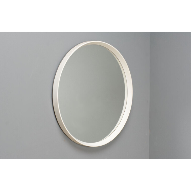 Grand miroir vintage rond en blanc danois
