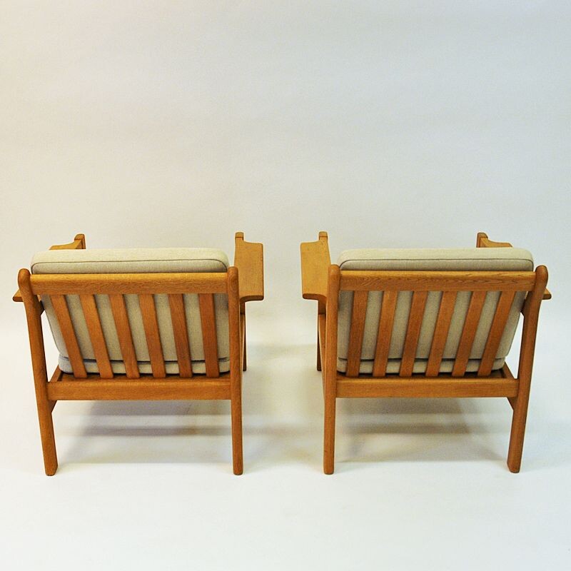 Pair of vintage teak armchairs mod 227 by Børge Mogensen Danish 1960s