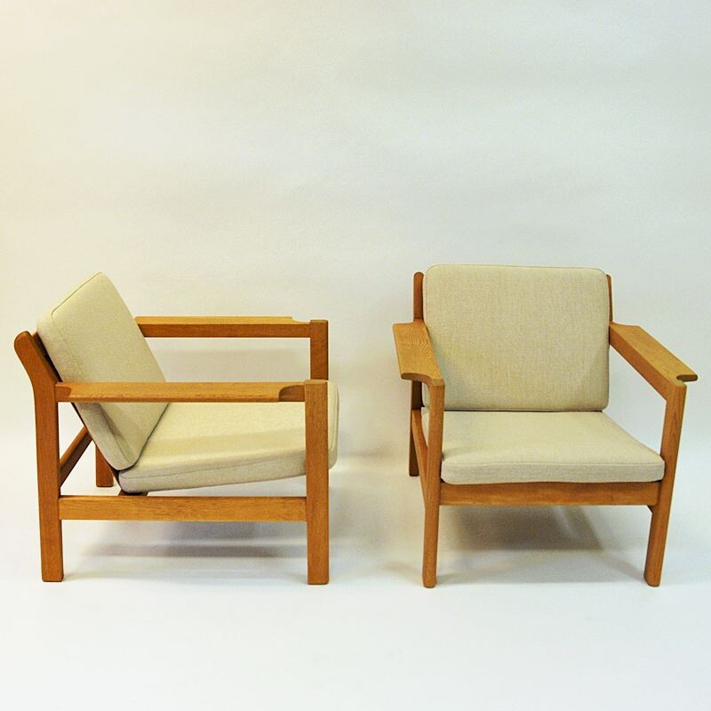 Pair of vintage teak armchairs mod 227 by Børge Mogensen Danish 1960s