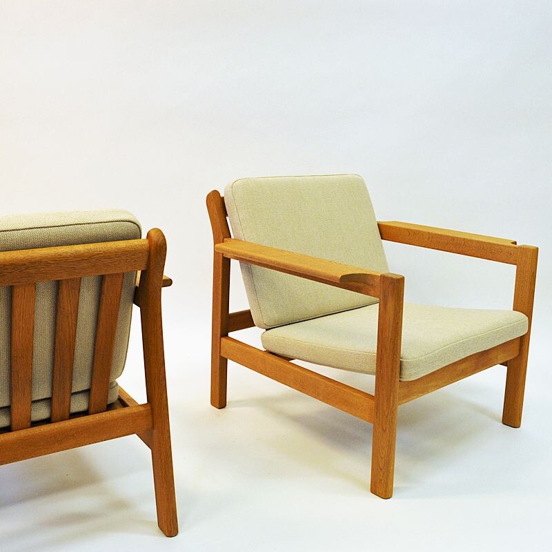 Pair of vintage teak armchairs mod 227 by Børge Mogensen Danish 1960s