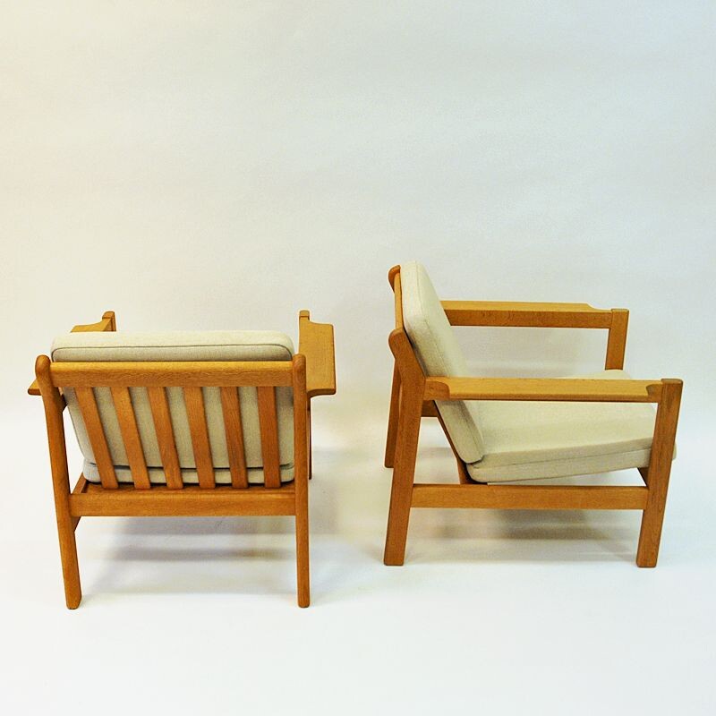 Pair of vintage teak armchairs mod 227 by Børge Mogensen Danish 1960s