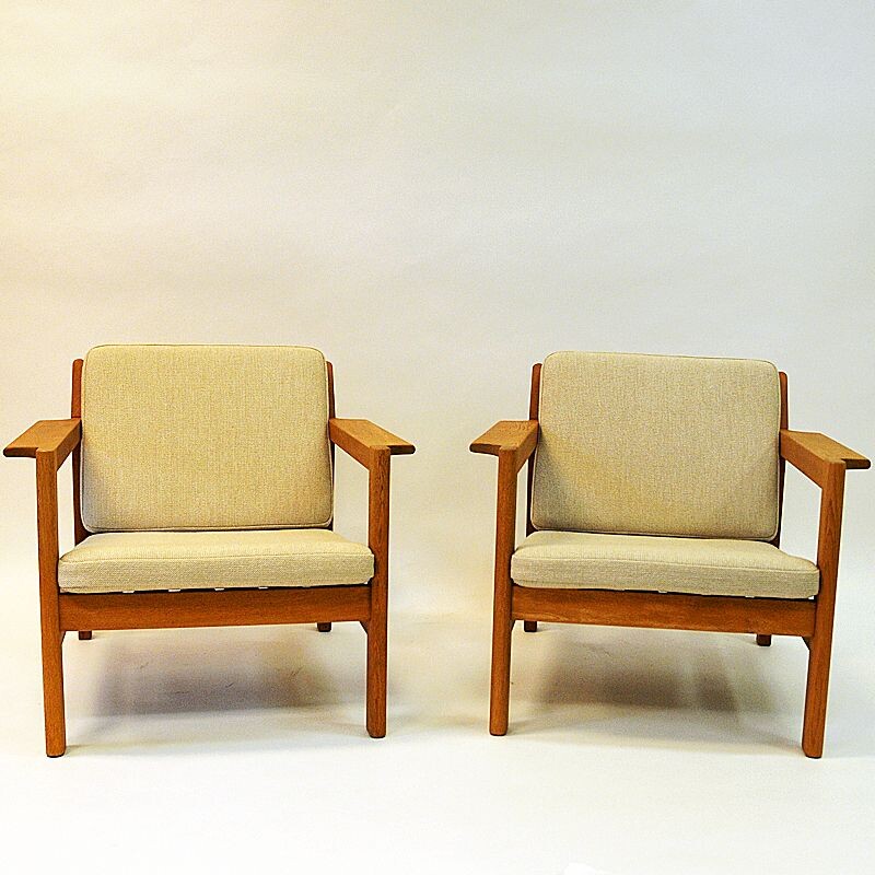 Pair of vintage teak armchairs mod 227 by Børge Mogensen Danish 1960s