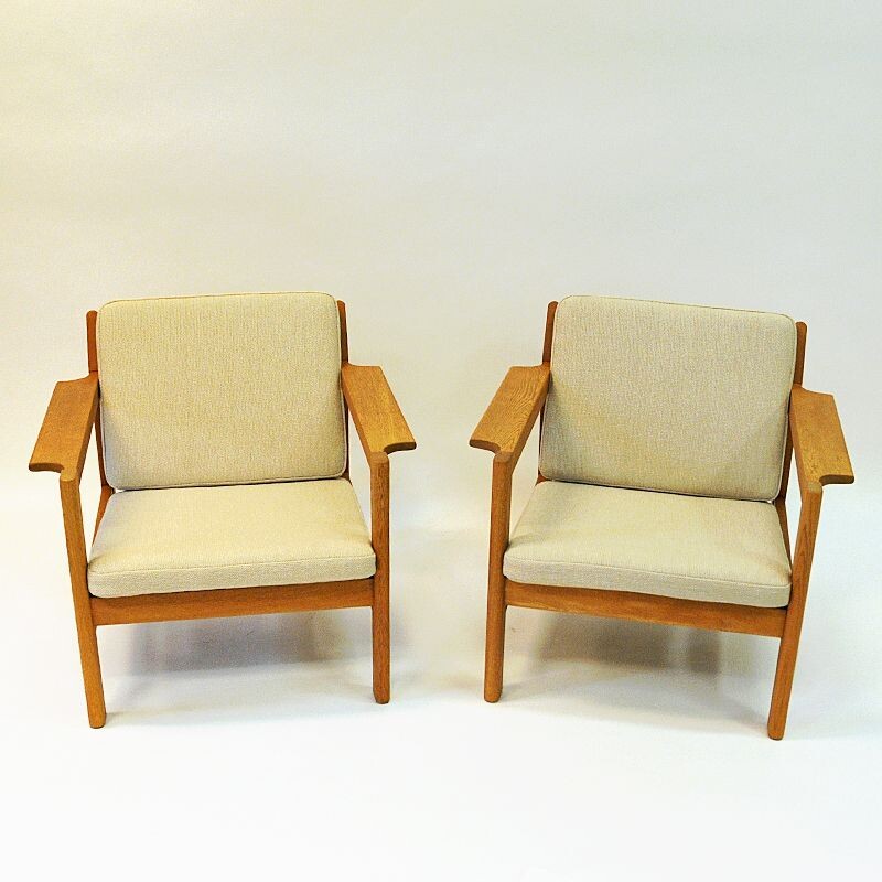 Pair of vintage teak armchairs mod 227 by Børge Mogensen Danish 1960s