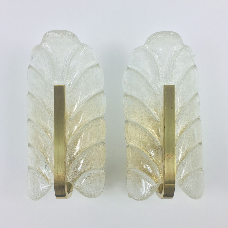Pair of vintage wall lamp in sheet glassby Carl Fagerlund for Orrefors 1970