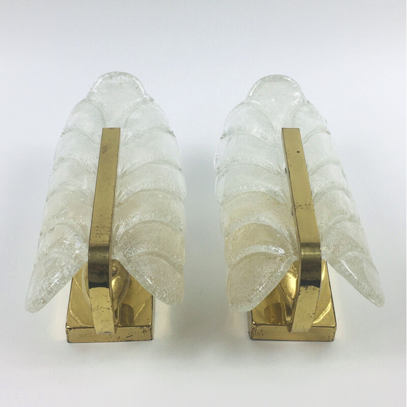 Pair of vintage wall lamp in sheet glassby Carl Fagerlund for Orrefors 1970