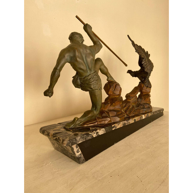 Vintage Sculpture "Archer" Art Decò, marble base France