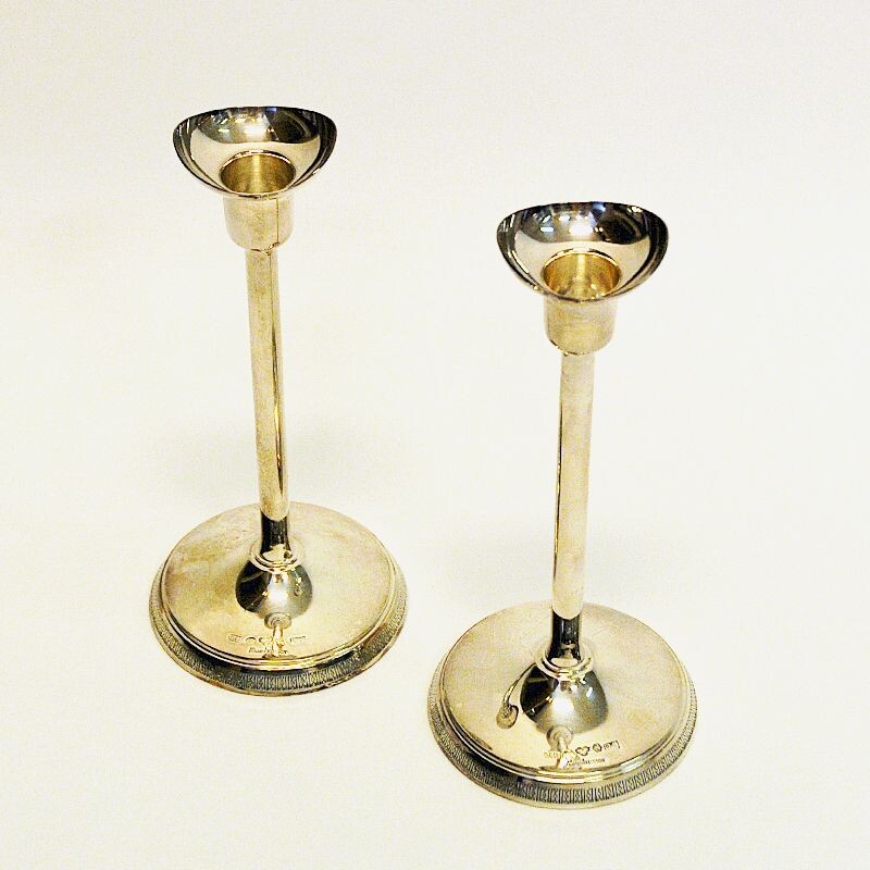 Vintage Silver candleholder pair by Ainar Axelsson for GAB Sweden 1967