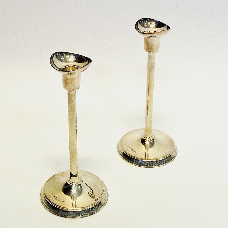 Vintage Silver candleholder pair by Ainar Axelsson for GAB Sweden 1967