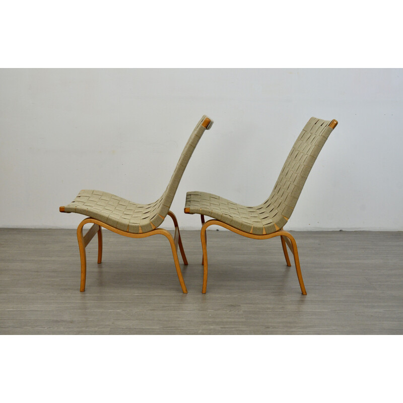 Pair of vintage Eva chairs by Bruno Mathsson Sweden