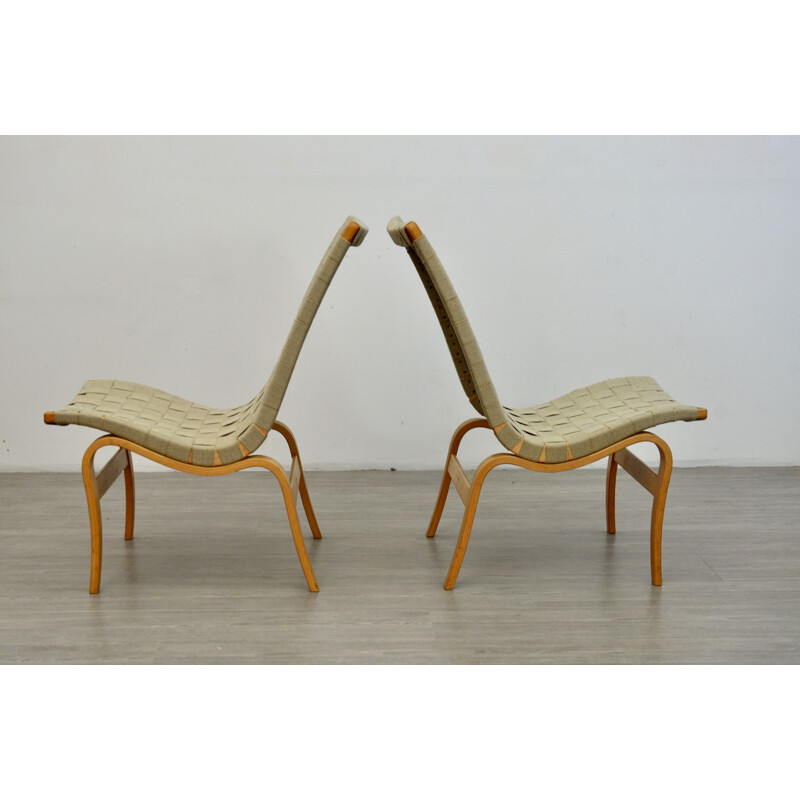 Pair of vintage Eva chairs by Bruno Mathsson Sweden