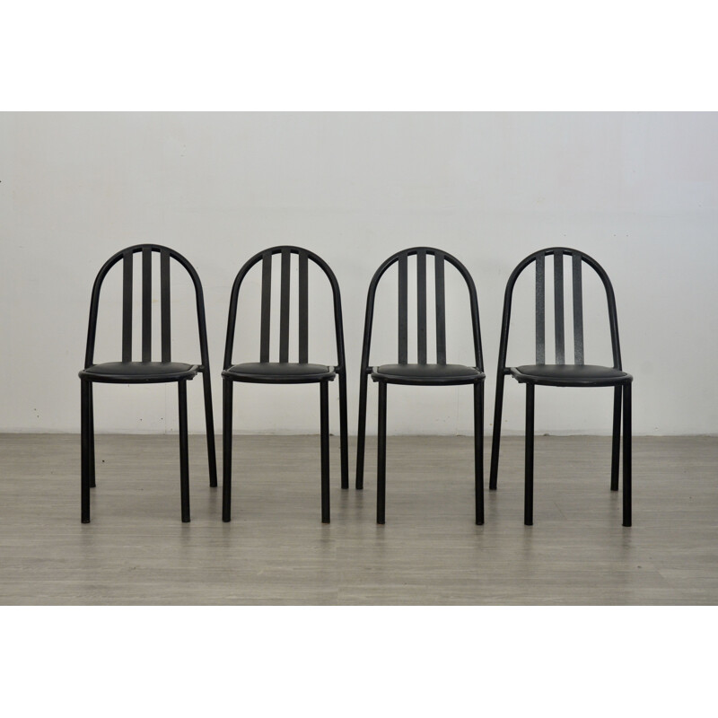 Set of 4 vintage Black Dining Chairs by Robert Mallet Stevens