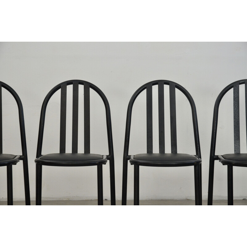 Set of 4 vintage Black Dining Chairs by Robert Mallet Stevens