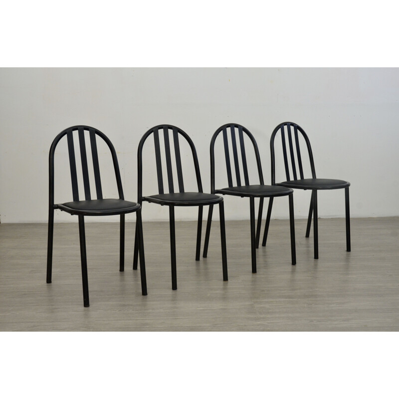 Set of 4 vintage Black Dining Chairs by Robert Mallet Stevens