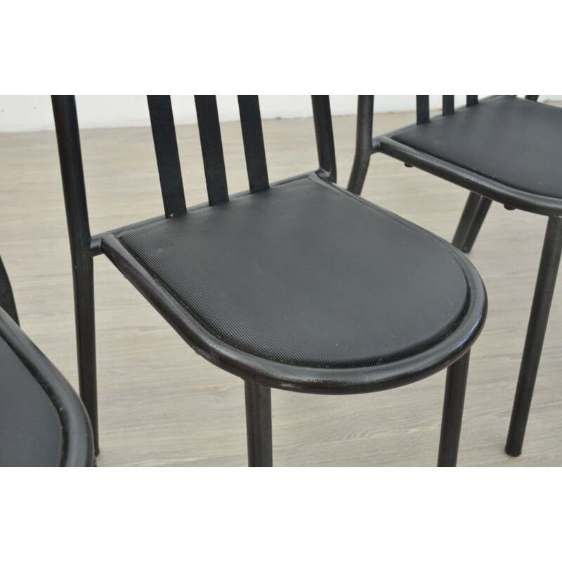 Set of 4 vintage Black Dining Chairs by Robert Mallet Stevens