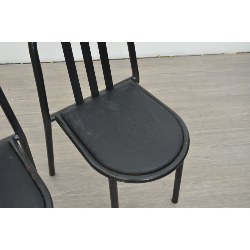 Set of 4 vintage Black Dining Chairs by Robert Mallet Stevens