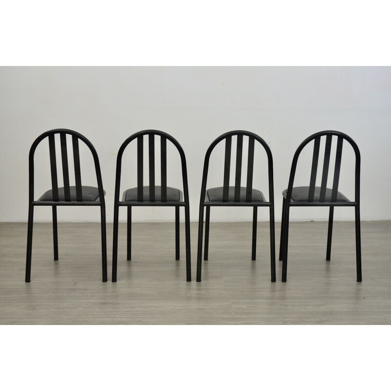 Set of 4 vintage Black Dining Chairs by Robert Mallet Stevens