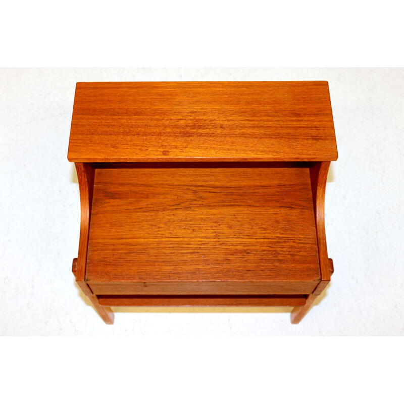 Vintage teak and beech bedside table, Sweden 1960